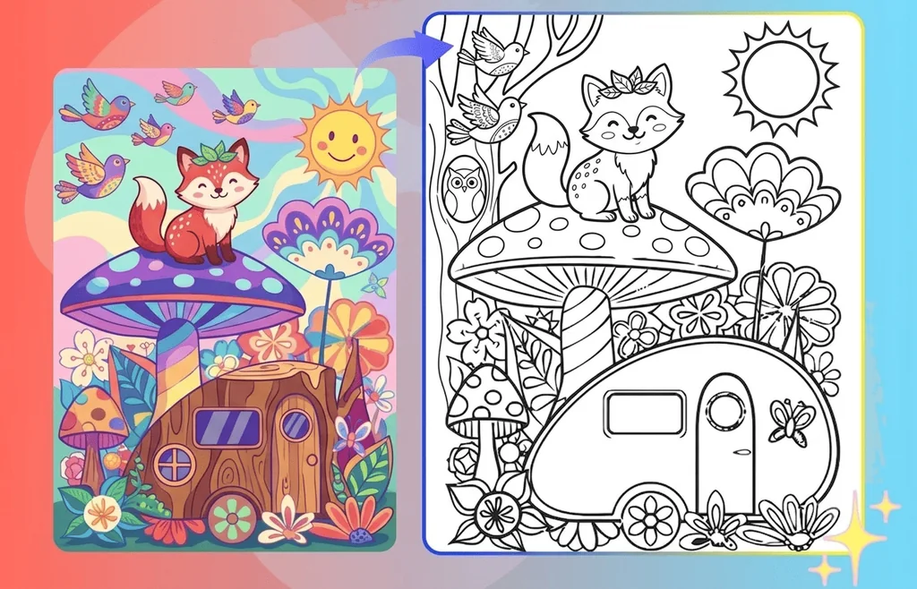 Photo to coloring page example